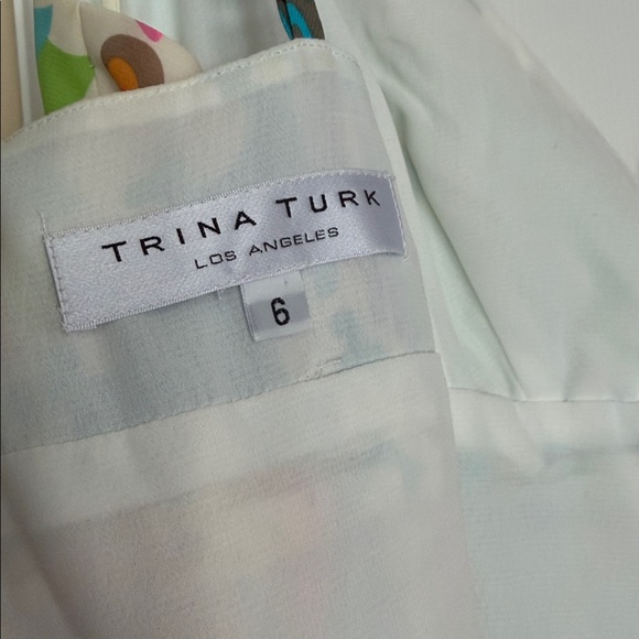 Trina Turk 100% Silk Colorful Maxi Dress Adjustable Spaghetti Straps Lined Flaw - Picture 10 of 17